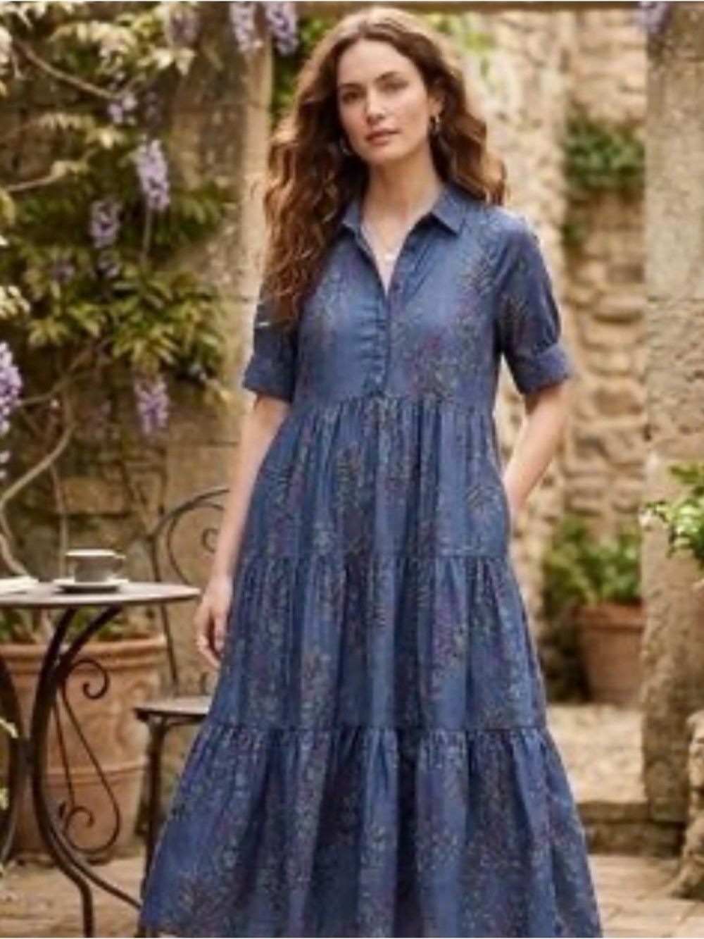 Natural Life Rebecca Midi Dress, XL blue floral